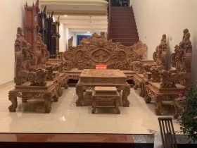 bàn ghế rồng đỉnh gỗ gõ đỏ