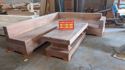 Bộ sofa góc nguyên khối gỗ hương đá chọn gỗ cực đẹp