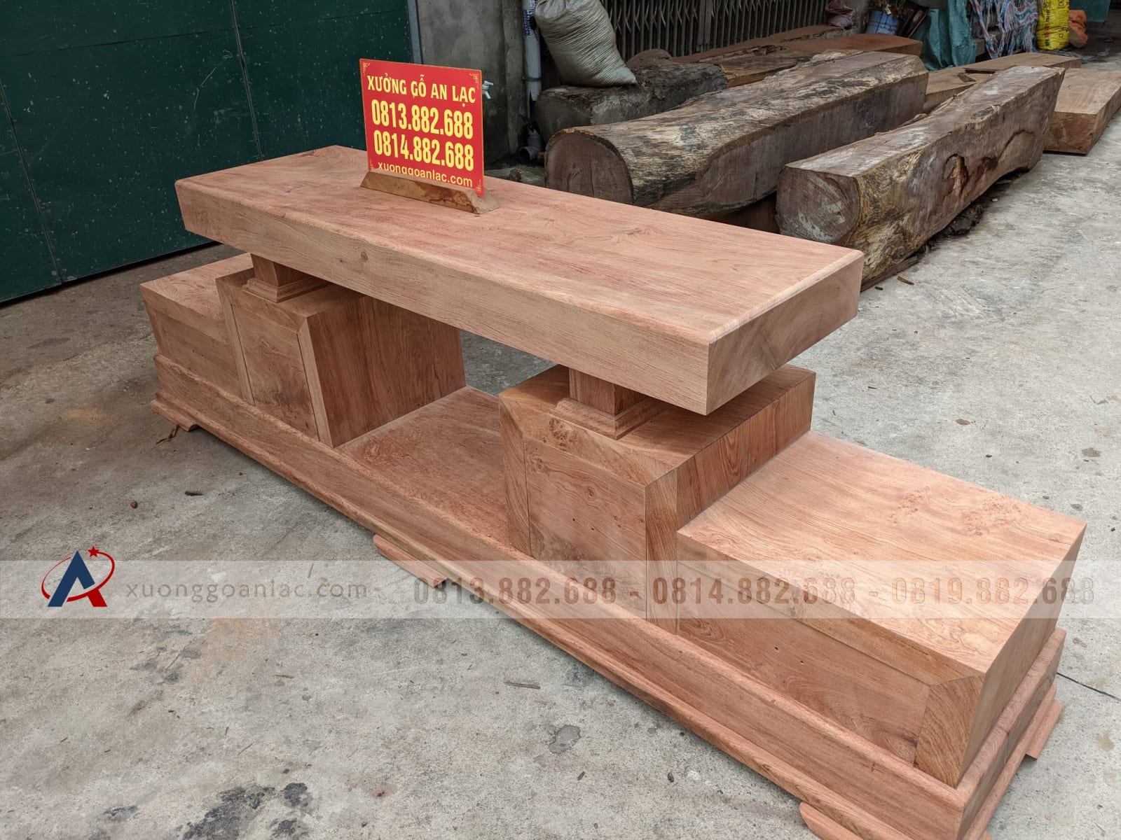 Combo bộ sofa góc L và kệ tivi 2 tầng gỗ hương đá nguyên khối (anh Hải, Thanh Hóa) 47 kệ tivi gỗ hương đá cao cấp