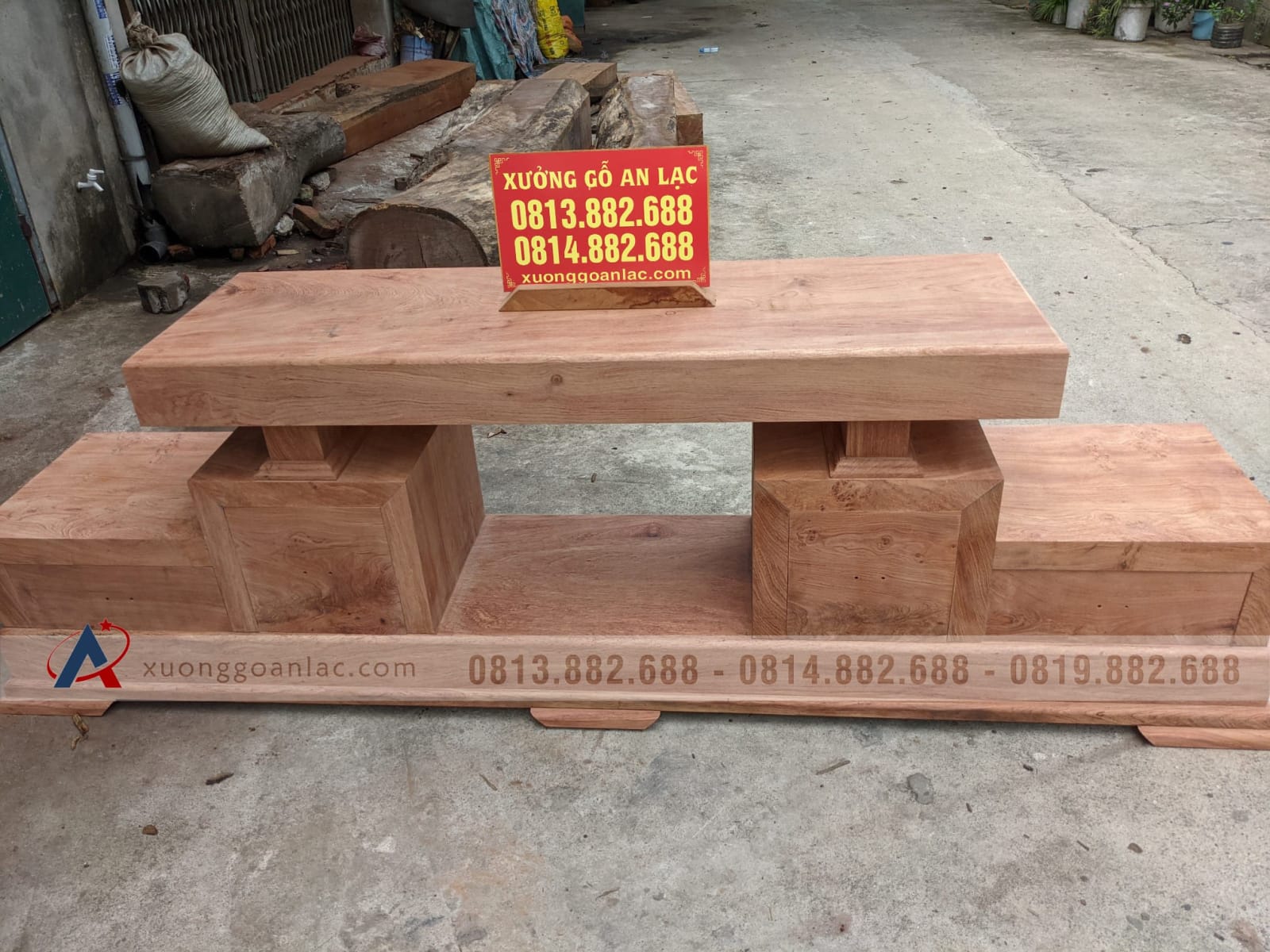 Combo bộ sofa góc L và kệ tivi 2 tầng gỗ hương đá nguyên khối (anh Hải, Thanh Hóa) 48 kệ tivi gỗ hương đá