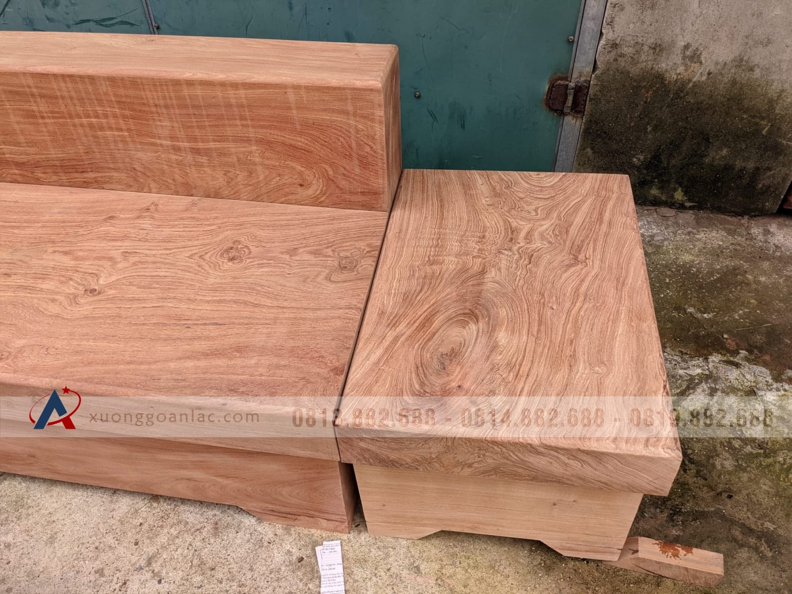 Combo bộ sofa góc L và kệ tivi 2 tầng gỗ hương đá nguyên khối (anh Hải, Thanh Hóa) 44 bàn ghế sofa gỗ hương đá nguyên khối