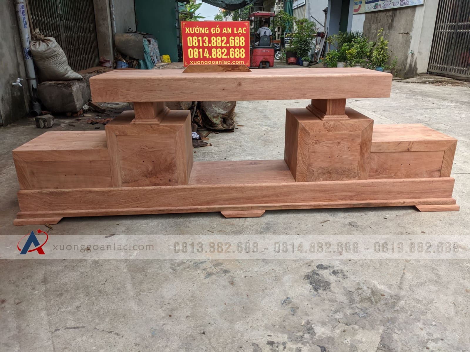 Combo bộ sofa góc L và kệ tivi 2 tầng gỗ hương đá nguyên khối (anh Hải, Thanh Hóa) 10 kệ tivi gỗ hương đá nguyên khối