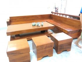 Combo bộ sofa góc và kệ tivi 2 tầng gỗ gõ đỏ nguyên khối (anh Bảo, Tiền Giang) 9 bộ sofa góc chữ L nguyên khối gỗ gõ đỏ