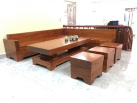 Combo bộ sofa góc và kệ tivi 2 tầng gỗ gõ đỏ nguyên khối (anh Bảo, Tiền Giang) 10 sofa góc chữ L nguyên khối gỗ gõ đỏ