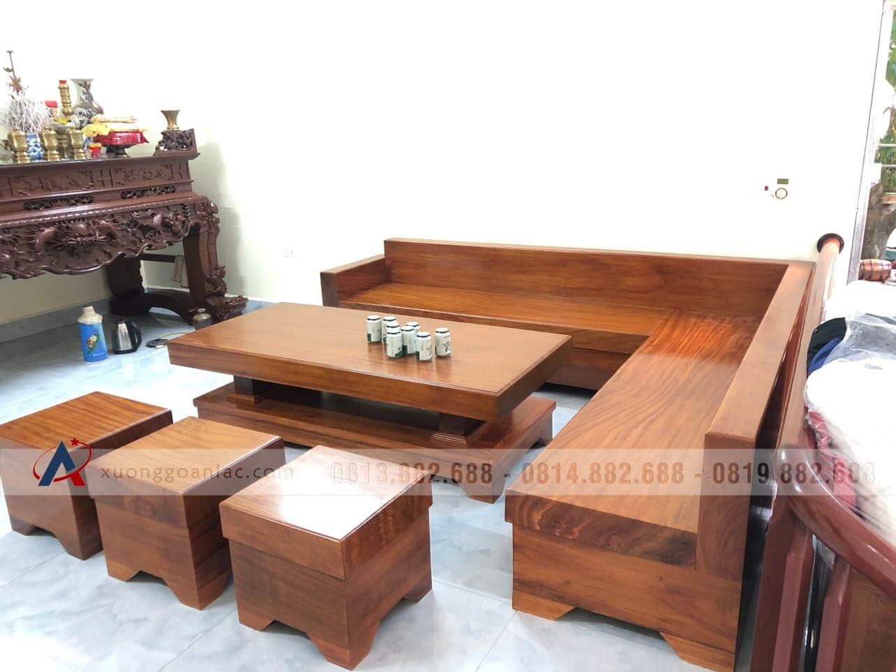 Combo bộ sofa góc và kệ tivi 2 tầng gỗ gõ đỏ nguyên khối (anh Bảo, Tiền Giang) 21 sofa góc nguyên khối gỗ gõ đỏ