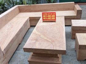 Combo bộ sofa góc và kệ tivi nguyên khối gỗ hương đá (anh Thắng, Hà Nội) 10 sofa góc gỗ hương đá