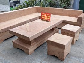 Combo bộ sofa góc và kệ tivi nguyên khối gỗ hương đá (anh Thắng, Hà Nội) 12 bàn ghế nguyên khối gỗ hương đá