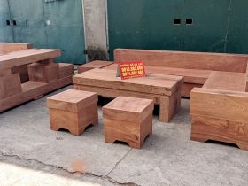 Combo bộ sofa góc và kệ tivi nguyên khối gỗ hương đá (anh Tiệp, Hà Nội) 12 sofa góc gỗ nguyên khối
