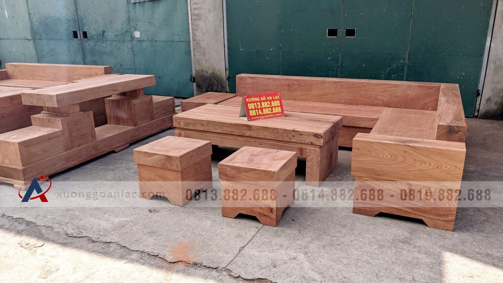 Combo bộ sofa góc và kệ tivi nguyên khối gỗ hương đá (anh Tiệp, Hà Nội) 20 sofa gỗ nguyên khối gỗ hương đá