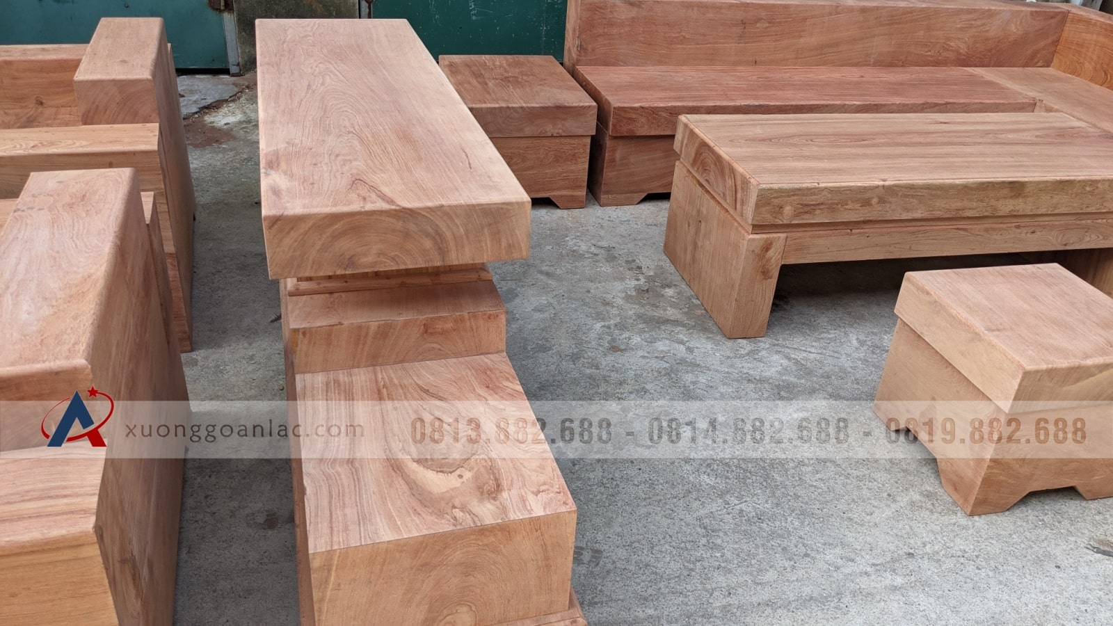 Combo bộ sofa góc và kệ tivi nguyên khối gỗ hương đá (anh Tiệp, Hà Nội) 24 kệ tivi nguyên khối gỗ hương đá