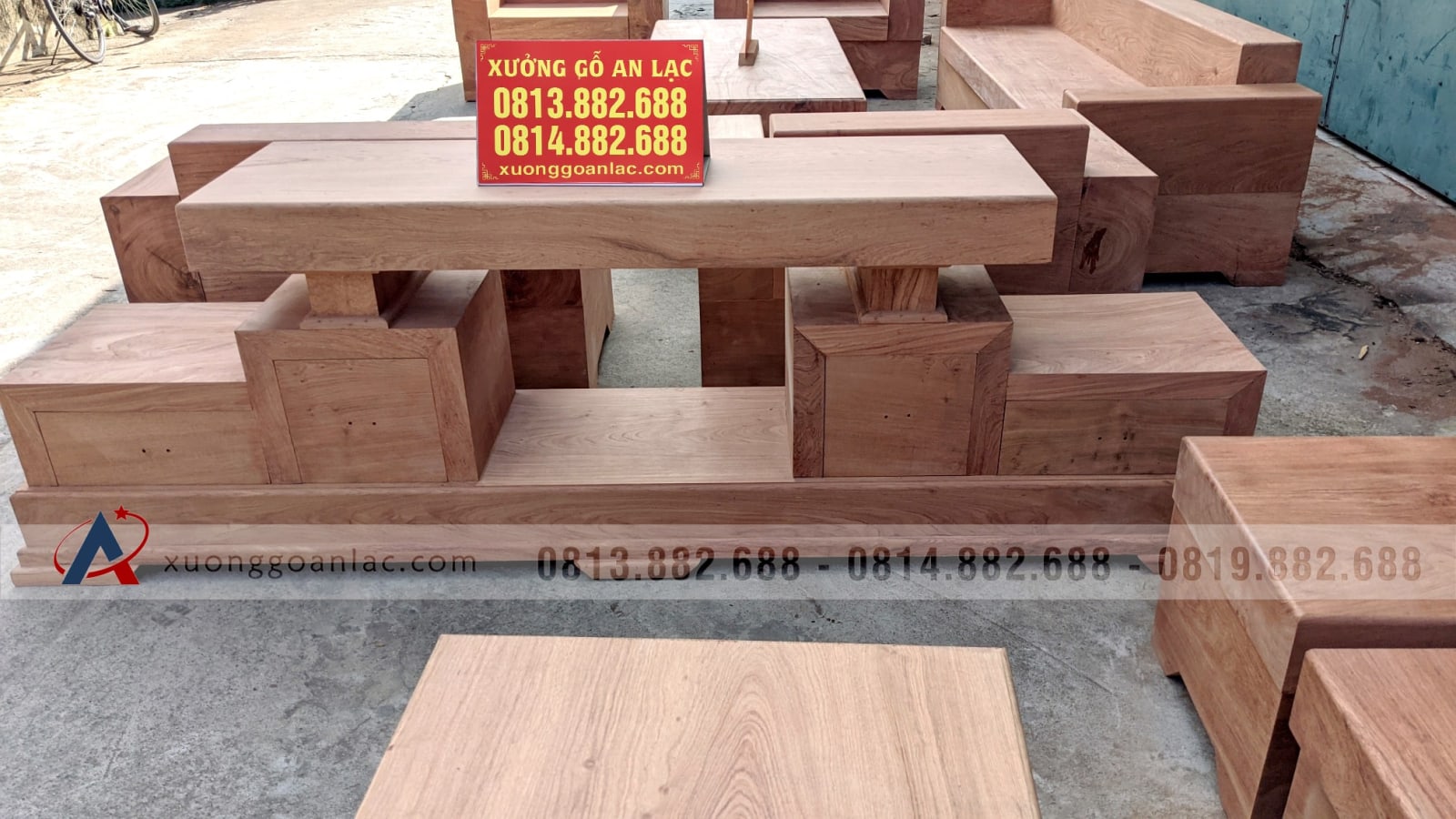 Combo bộ sofa góc và kệ tivi nguyên khối gỗ hương đá (anh Tiệp, Hà Nội) 23 kệ ti vi gỗ hương đá