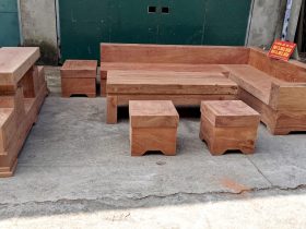 Combo bộ sofa góc và kệ tivi nguyên khối gỗ hương đá (anh Tiệp, Hà Nội) 19 sofa góc chữ L nguyên khối gỗ hương đá