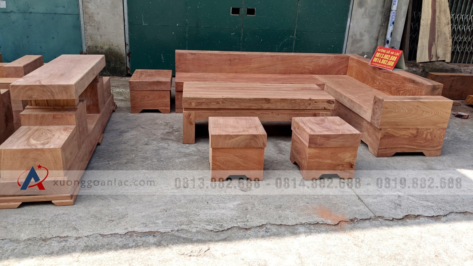 Combo bộ sofa góc và kệ tivi nguyên khối gỗ hương đá (anh Tiệp, Hà Nội) 25 sofa góc chữ L nguyên khối gỗ hương đá