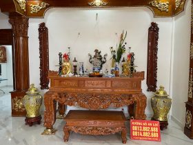 Combo nội thất gỗ cho biệt thự siêu khủng của gia đình anh Thân (Hưng Yên) 18 Sập thờ mai điểu chân 24