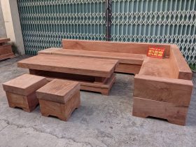Combo kệ tivi và sofa nguyên khối góc chữ L gỗ hương đá siêu phẩm (chú Hàm, Cao Bằng) 12 sofa góc nguyên khối gỗ hương đá