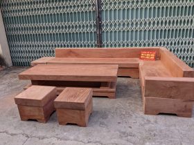 Combo kệ tivi và sofa nguyên khối góc chữ L gỗ hương đá siêu phẩm (chú Hàm, Cao Bằng) 13 sofa góc nguyên khối gỗ hương đá
