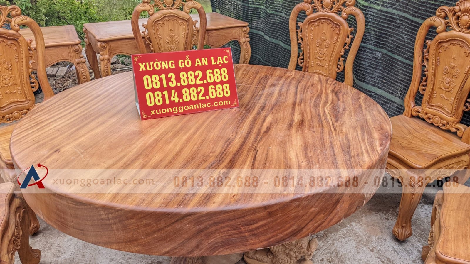 Combo nội thất louis tân cổ điển gỗ gõ đỏ cực sang trọng (Chị Hòa, Bắc Ninh) 2 bàn ăn nguyên khối hàng mộc