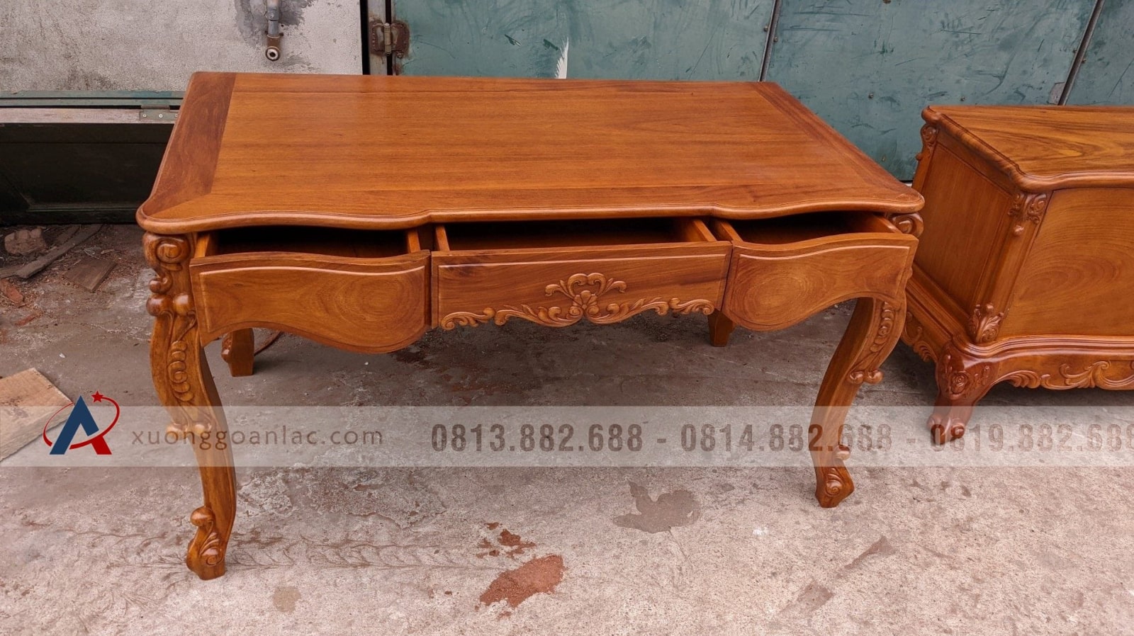 Combo nội thất louis tân cổ điển gỗ gõ đỏ cực sang trọng (Chị Hòa, Bắc Ninh) 12 Bàn làm việc louis gỗ gõ đỏ 1m6
