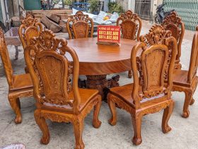 Combo nội thất louis tân cổ điển gỗ gõ đỏ cực sang trọng (Chị Hòa, Bắc Ninh) 21 bàn ăn tròn nguyen khối gỗ gõ đỏ