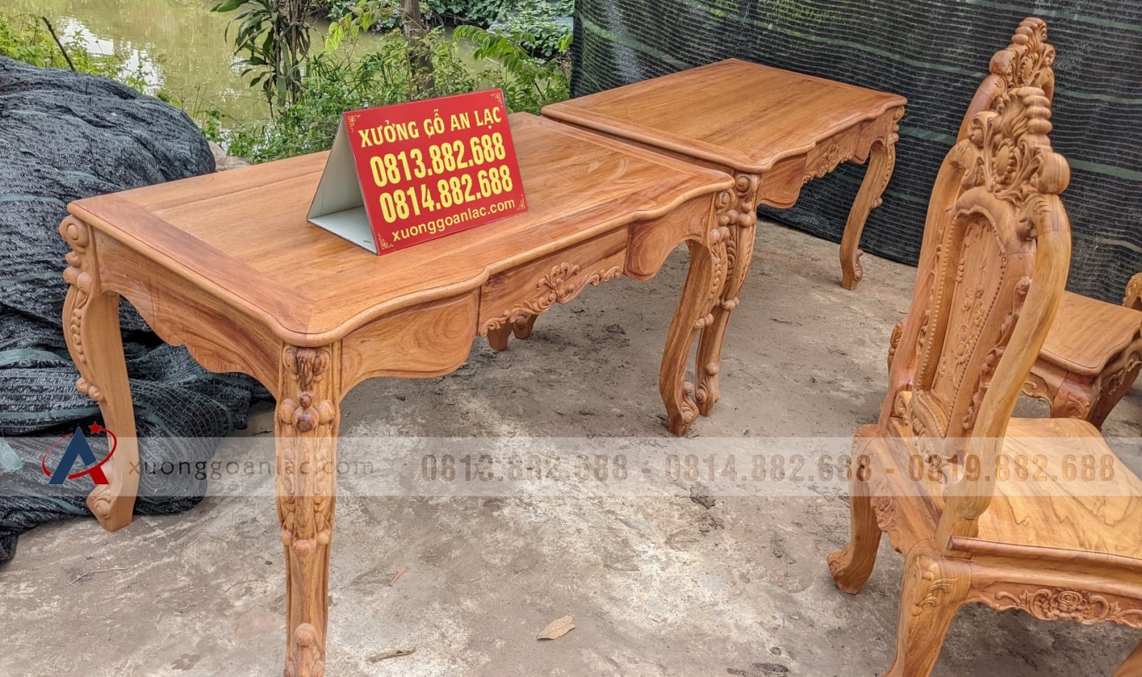 Combo nội thất louis tân cổ điển gỗ gõ đỏ cực sang trọng (Chị Hòa, Bắc Ninh) 41 bàn làm việc gỗ gõ đỏ nguyên mộc