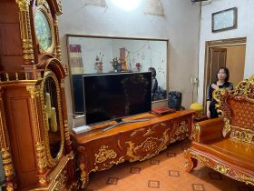 Combo nội thất phòng khách gỗ hương đá dát vàng đẳng cấp