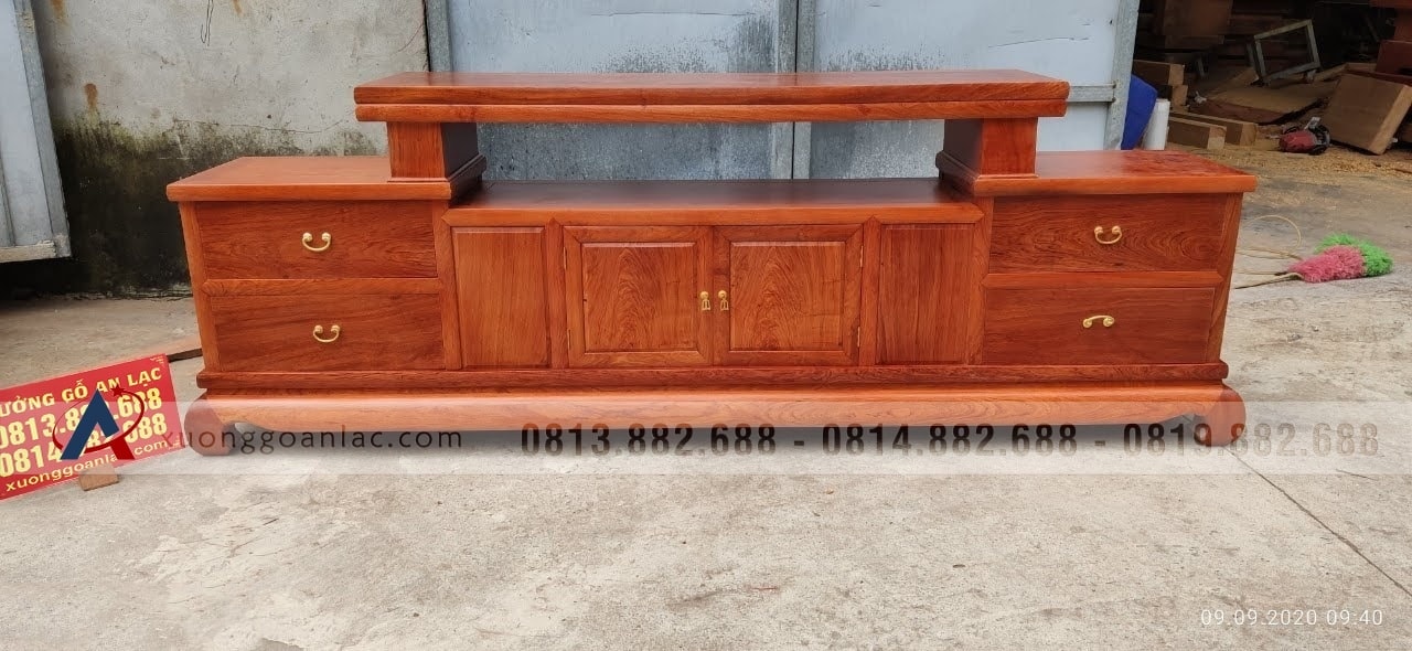 Kệ tivi gỗ gõ 2m6 hàng dày mộng đủ khuôn 4cm ván 2cm (cô Hương,Phú Thọ) 14 Kệ tivi gỗ gõ 2m6