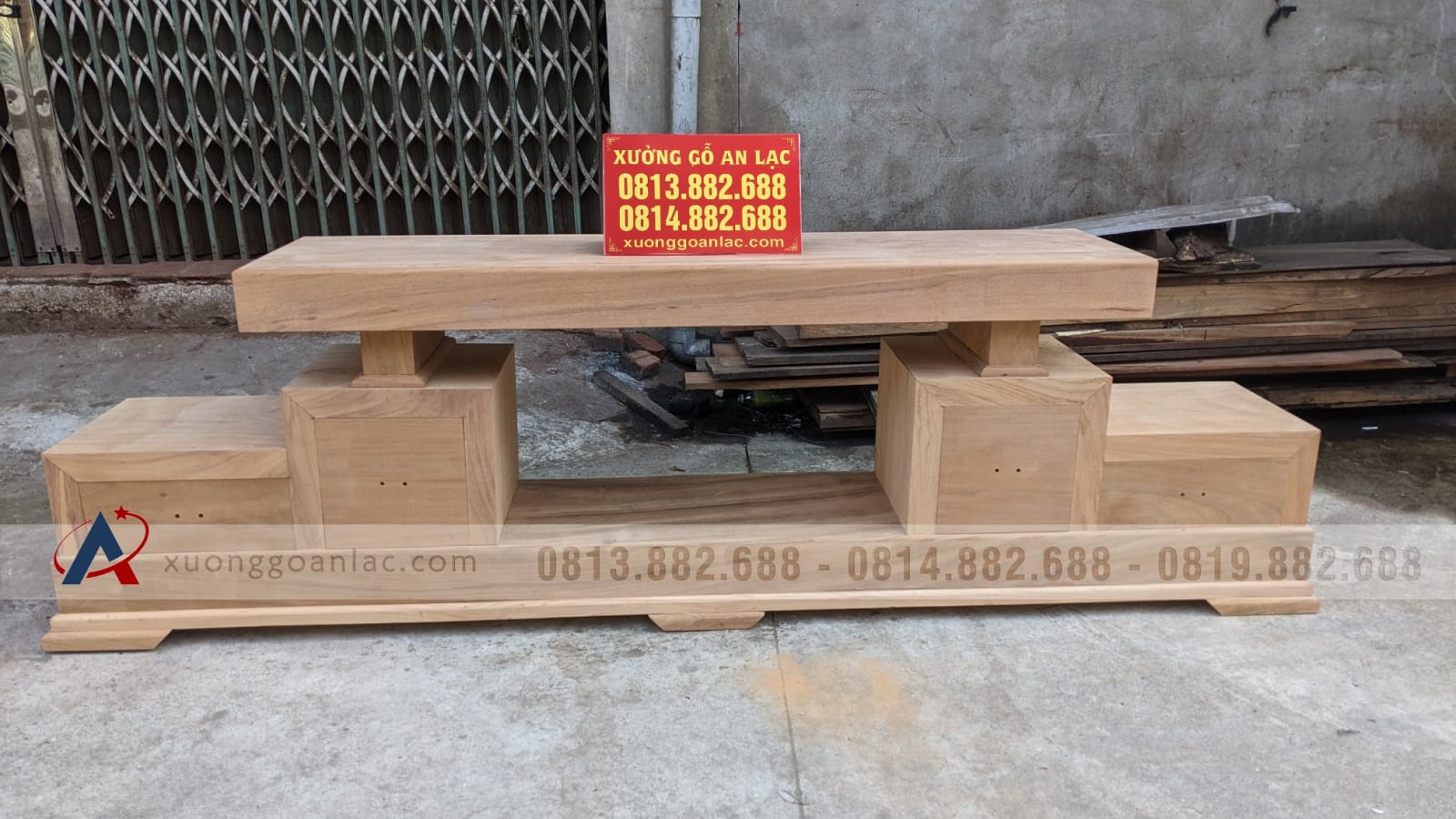 Kệ tivi nguyên khối 2 tầng 4 ngăn kéo gỗ Gõ 10 kệ tivi 2 tầng gỗ hương đá