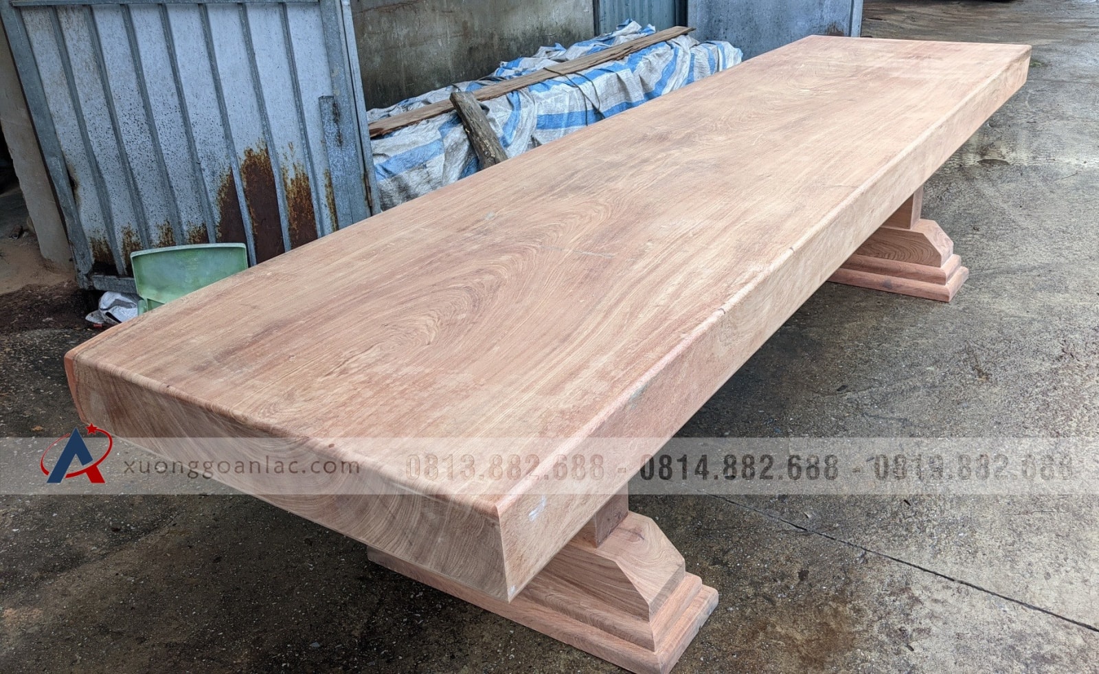 Mặt bàn ăn nguyên khối 3m1 gỗ hương đá tuyển vân đẹp không tì vết (Anh Quảng, Hà Nội) 10 Mặt bàn nguyên khối 3m1 gỗ hương đá tuyển vân đẹp