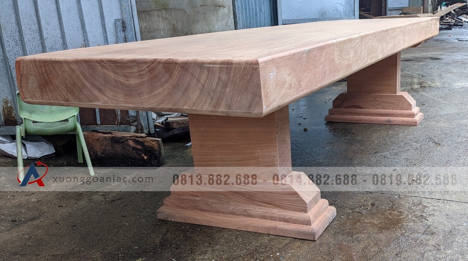 Mặt bàn ăn nguyên khối 3m1 gỗ hương đá tuyển vân đẹp không tì vết (Anh Quảng, Hà Nội) 9 bàn ăn nguyên khối gỗ hương đá