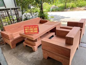 sofa chữ H gỗ hương đá