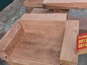 sofa chữ U nguyên khối gỗ hương đá cao cấp