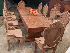 Bộ bàn ăn nguyên khối gỗ hương đá 10 ghế louis hoàng gia tân cổ điển siêu vip (Anh Mến, Hà Nam) 21 Siêu vip bàn ăn nguyên khối gỗ hương đá 10 ghế louis hoàng gia tân cổ điển