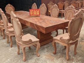 Bộ bàn ăn nguyên khối gỗ hương đá 10 ghế louis hoàng gia tân cổ điển siêu vip (Anh Mến, Hà Nam) 13 Sieu vip ban an nguyen khoi go huong da 10 ghe louis hoang gia tan co dien 9