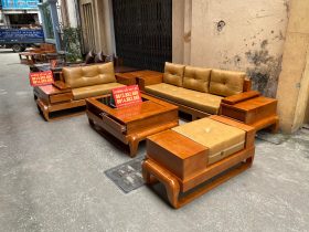 Bộ bàn ghế gỗ sồi sơn màu nhạt