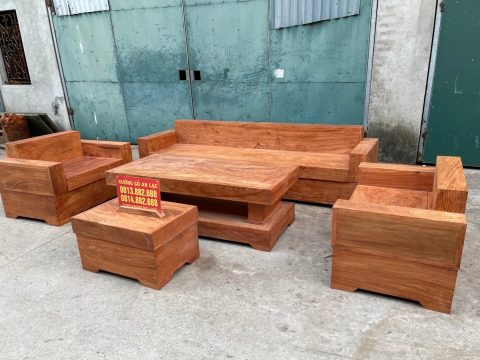 Sofa chữ H gỗ hương đá đóng hộp