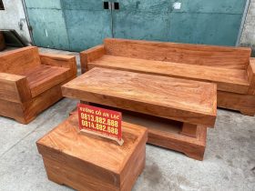 Sofa chữ H đóng hộp gỗ hương đá cao cấp