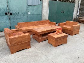 Sofa chữ H đóng hộp gỗ hương đá