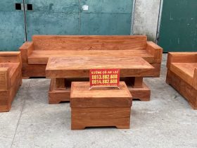 Sofa chữ H đóng hộp gỗ hương đá chọn vân siêu đẹp (mộc)
