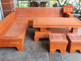sofa gỗ hương đỏ mẫu chữ L