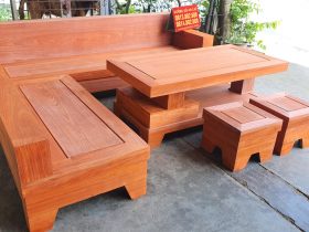 sofa gỗ hương đỏ giả nguyên khối
