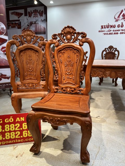 ghế ăn louis hồng hạt gỗ hương