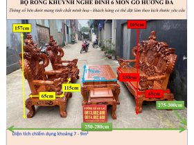 KÍCH THƯỚC BỘ RỒNG KHUỲNH NGHÊ ĐỈNH 6 MÓN GỖ HƯƠNG ĐÁ