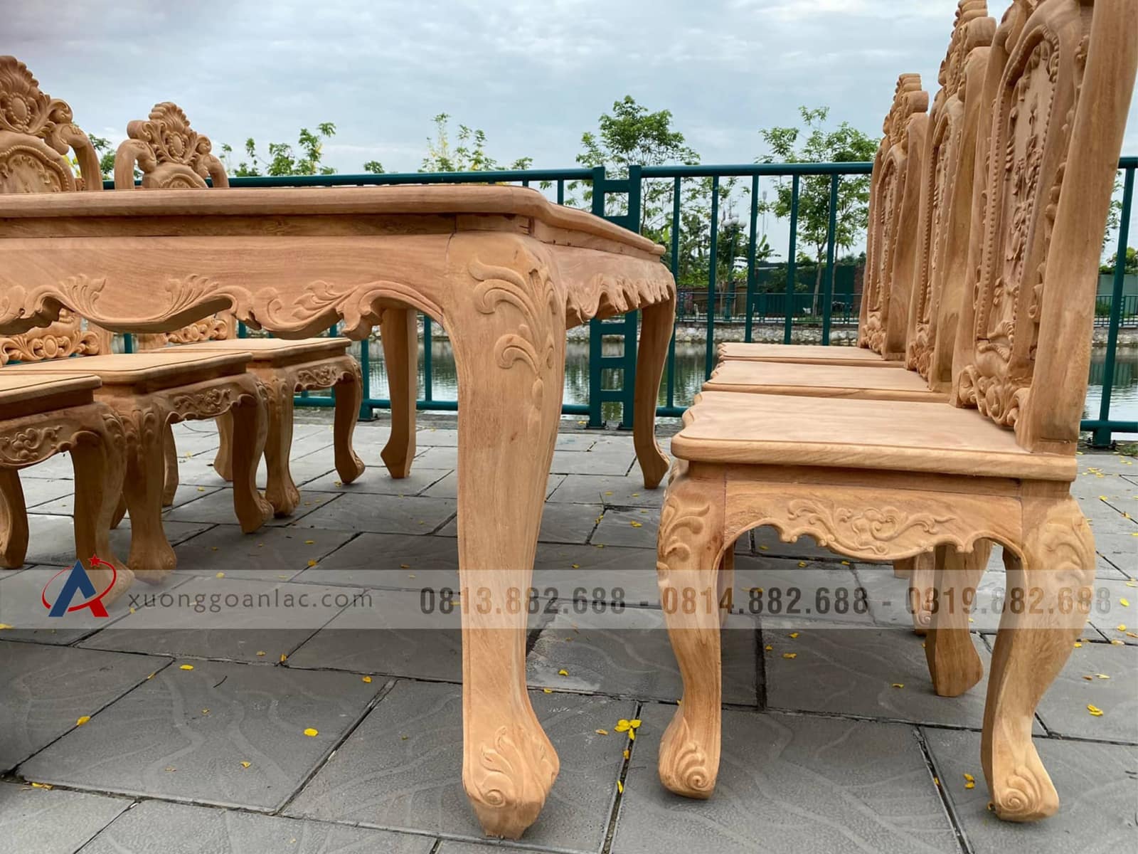 Bộ bàn ăn hoàng gia 6 ghế hoa hồng gỗ gõ đỏ (Anh Hồng, Bắc Giang) 25 bàn ghế ăn gỗ gõ đỏ cao cấp