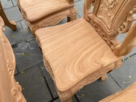 Bộ bàn ăn hoàng gia 6 ghế hoa hồng gỗ gõ đỏ (Anh Hồng, Bắc Giang) 14 ghế ăn lóuis ha hồng đục hai mặt