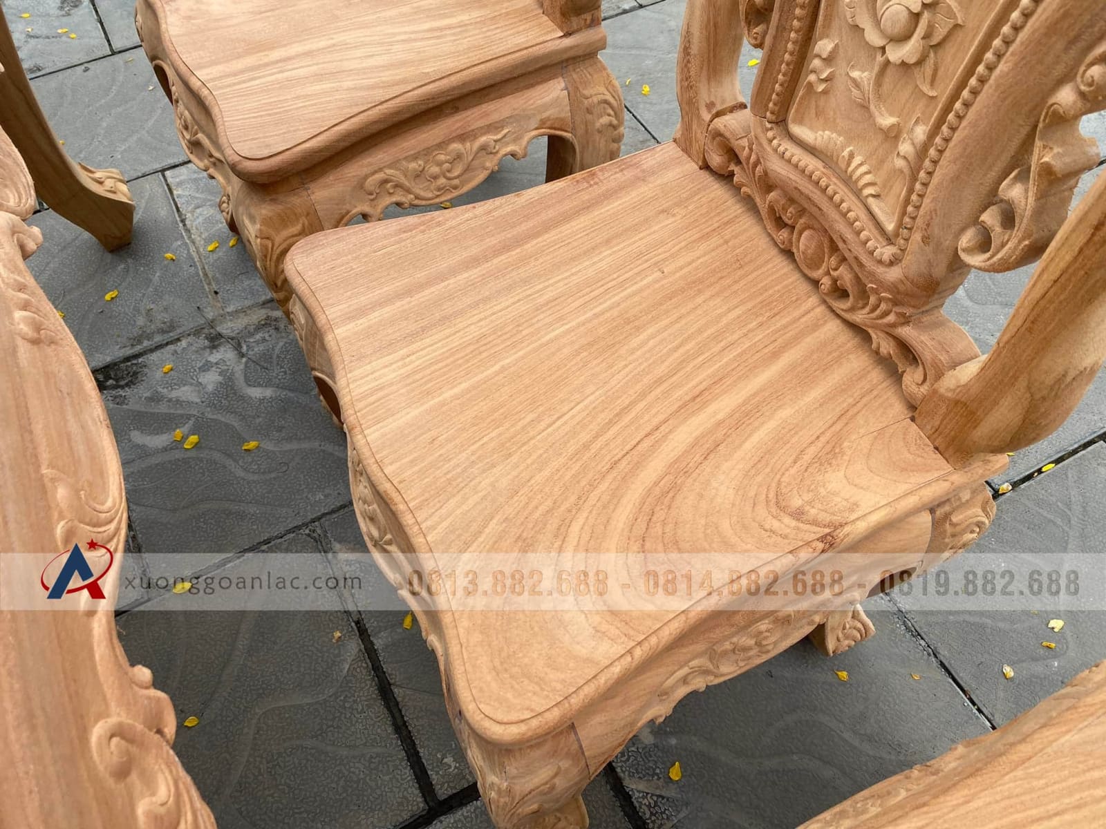 Bộ bàn ăn hoàng gia 6 ghế hoa hồng gỗ gõ đỏ (Anh Hồng, Bắc Giang) 23 ghế ăn lóuis ha hồng đục hai mặt