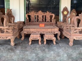Bộ Bàn Ghế Nghê Bảo Đỉnh Tay 14 10 Món Gỗ Hương Đá