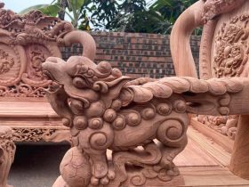 ghế minh quốc tay đục nghê gỗ hương đá