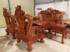 Bộ Nghê bảo đỉnh gỗ hương đá cao cấp