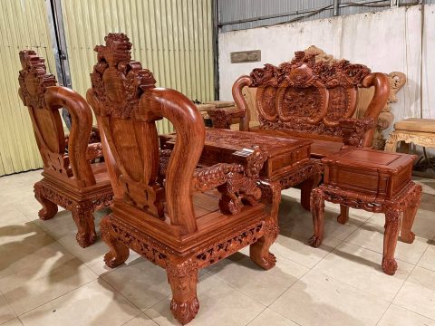 Bộ Nghê bảo đỉnh gỗ hương đá cao cấp