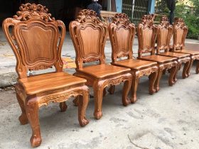 Bộ bàn ăn gỗ gõ đỏ nguyên khối hàng tuyển gỗ lựa vân (Anh Huân, Thanh Hóa) 7 Bộ bàn ăn gỗ gõ đỏ Pachy nguyên khối